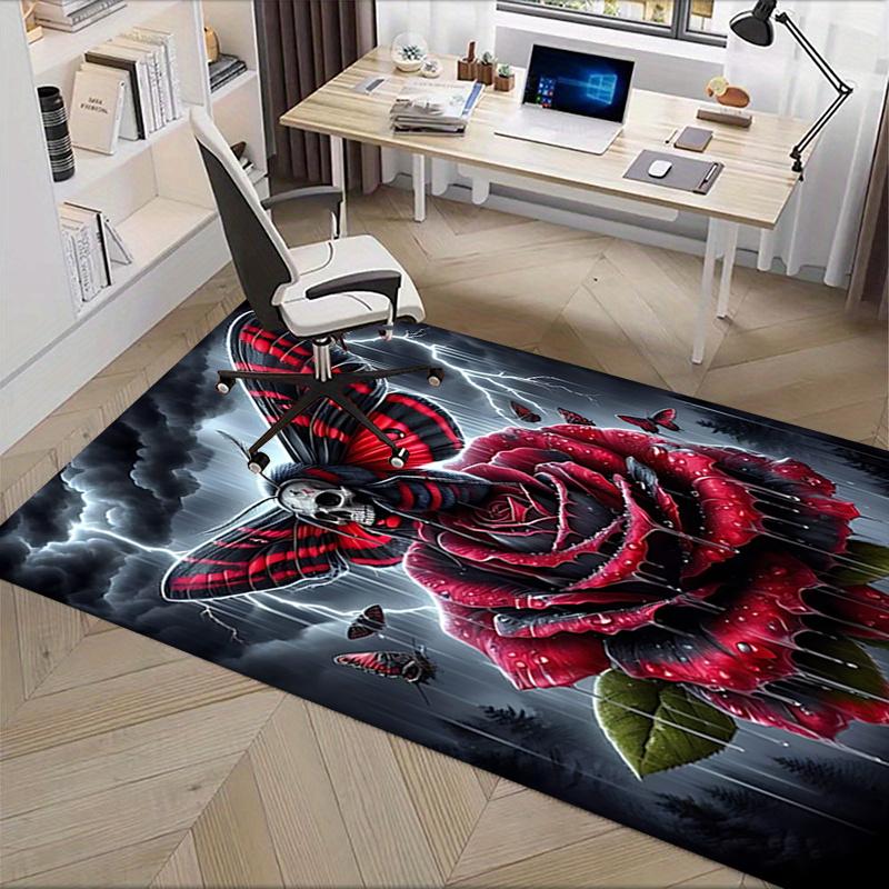Chair Mat: Gothic Butterfly & Rose Office Carpet Large Size, Home Decor, Sofa Rug, Gift for Office and Living Room