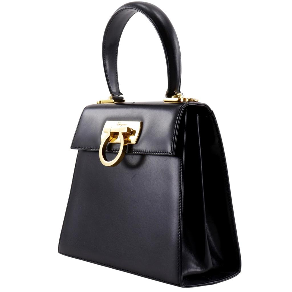 Salvatore Ferragamo Gancini Handbag BX-212193 black Calfskin Women Used