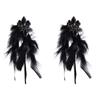 Exaggerated Floral Long Feather Tassel Earrings for Women, An Artistic Ear Accessory.