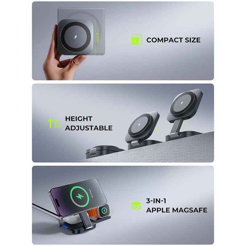 Αναδιπλούμενη 3 σε 1 Μαγνητική Ασύρματη Φόρτιση για Apple Magsafe Βάση Φόρτισης για iPhone 15 Pro 14 13 12 iWatch Airpods 2 3 Φορτιστής