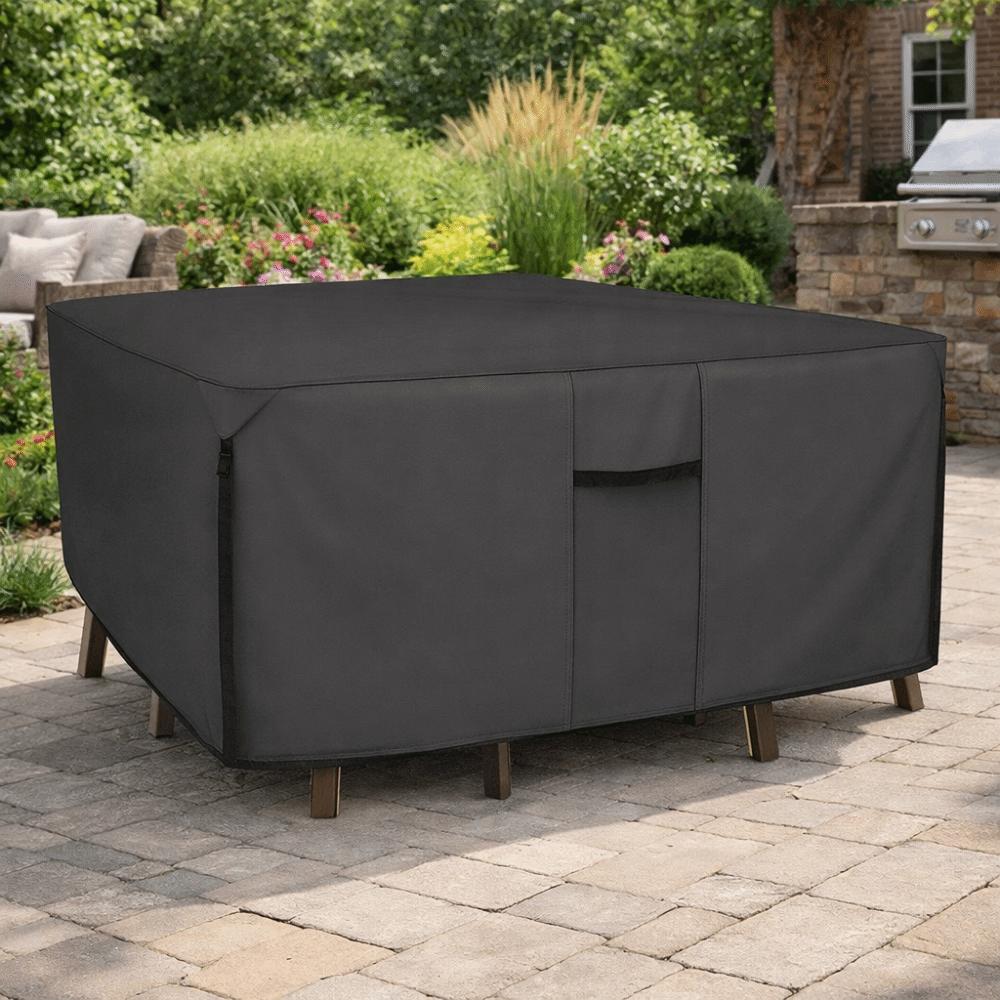 Waterproof Patio Table Cover Sun Protection with Air Vents Furniture Dust Cover Cloth Oxford Cloth Buckle Garden Furniture Cover