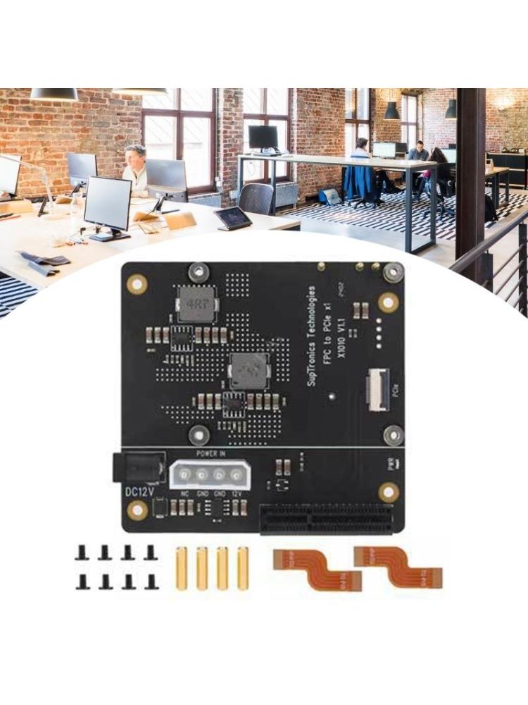 For RPi 5 PCIe Expansion Board With Standard PCIe Slot X1010 PCIe FFC Connectors Flexible Power Option