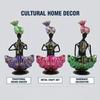 Handmade Metal Iron Sitting Musician Set of 3 Playing Musical Instrument Idol Handpainted Figurine Showpiece for Home Decor