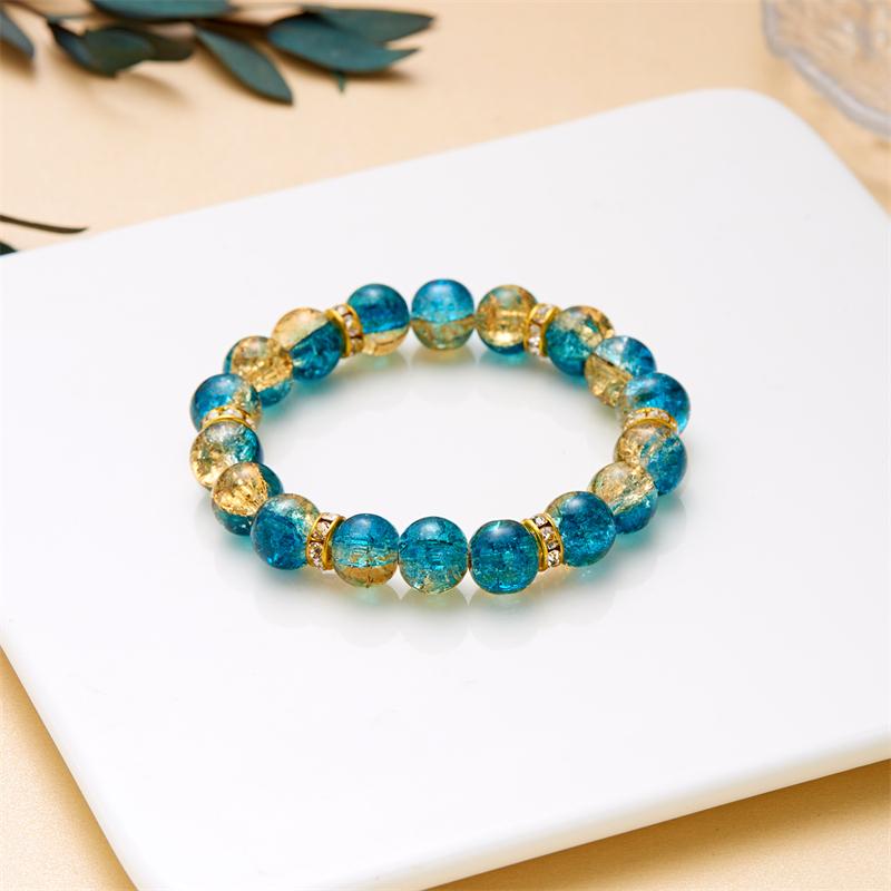 

Korean Crystal Glass Beaded Bracelet For Women Colorful Beads Healing Adjustable Charm Bracelets Party Charm Personality Jewelry