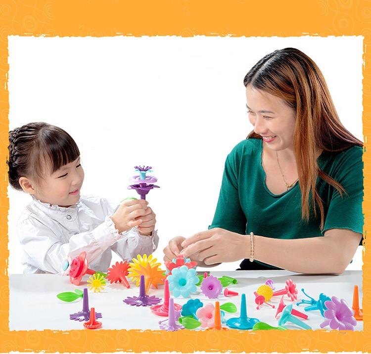 52PCS Children Puzzle Variety Colorful Flowers DIY Assembled Spelling Garden Toy