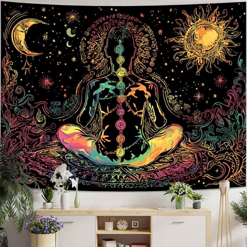 Meditation the Universe Digital Printing Polyester Wall Hanging Tapestry Decorative Living Room Bedrooms Office Background Gift