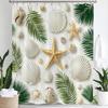 1pc Beach Shower Curtain Shell Starfish Ocean Scenery Bathroom Decoration Printing Polyester Fabric Contains 12 Hooks