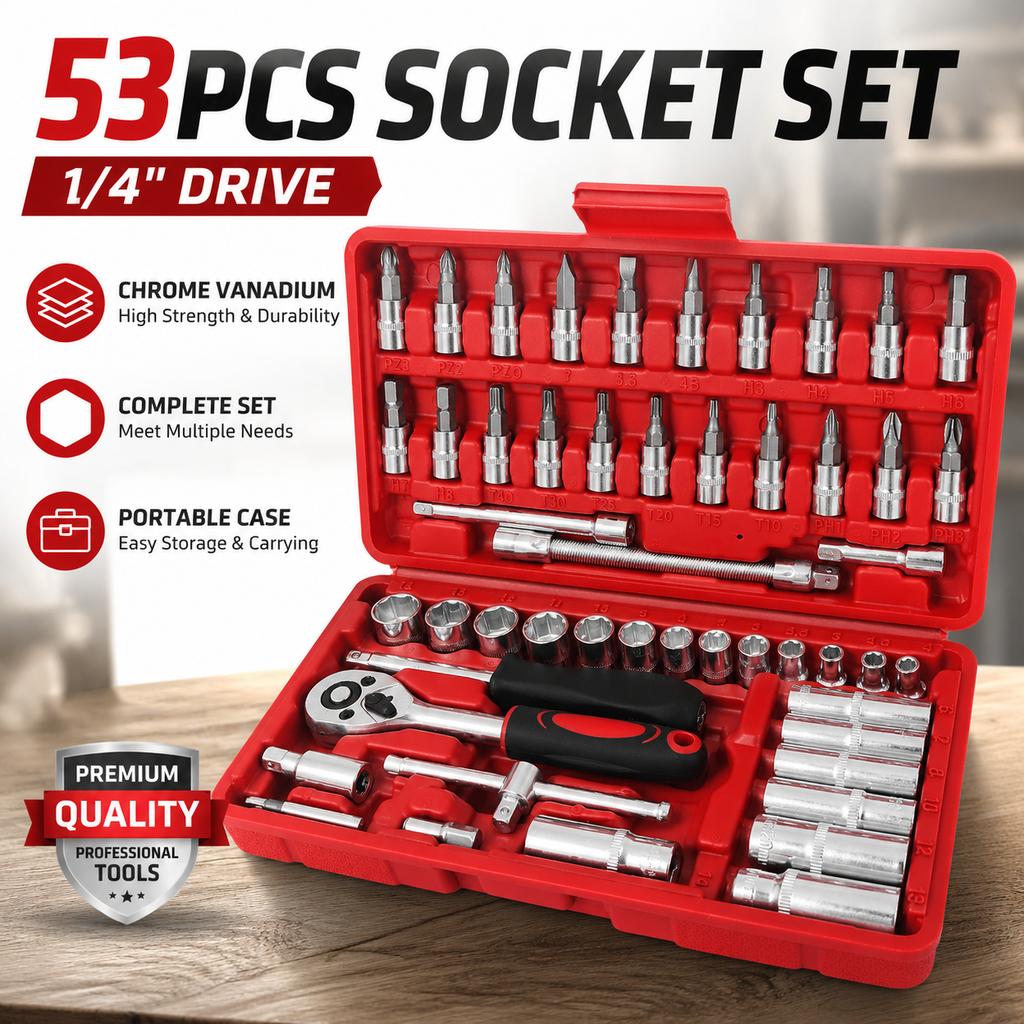 Bulk Supply Industrial Grade 53pcs Metric Socket Tool Box for 4S Workshop Use
