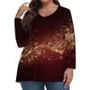 Women's Fashionable Casual Long Sleeved Plus Size  Print Top Plus Size Floral Print Top