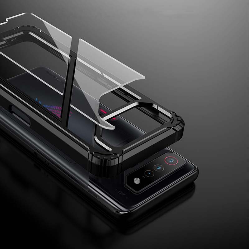 Phone Cases For Asus ROG Phone 7 Pro 2 In 1 Transparent Magnetic Kickstand Phone Case For ASUS Rog Phone 7 Funda Invisible Bracket Hard PC Clear Cover
