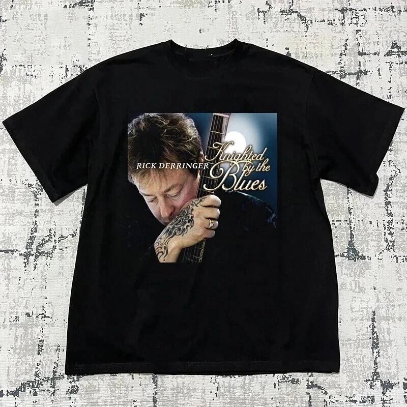 Rick Derringer Knighted By The Blues T-Shirt Black Cotton All Size S-4XL XXL