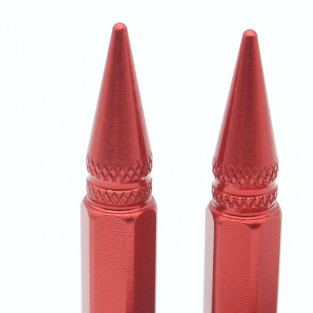 4 Stück 60mm Reifenventilkappen Edelstahl Spitze Rad Reifenventil Schaftabdeckung für Auto Motorräder Fahrräder Rot