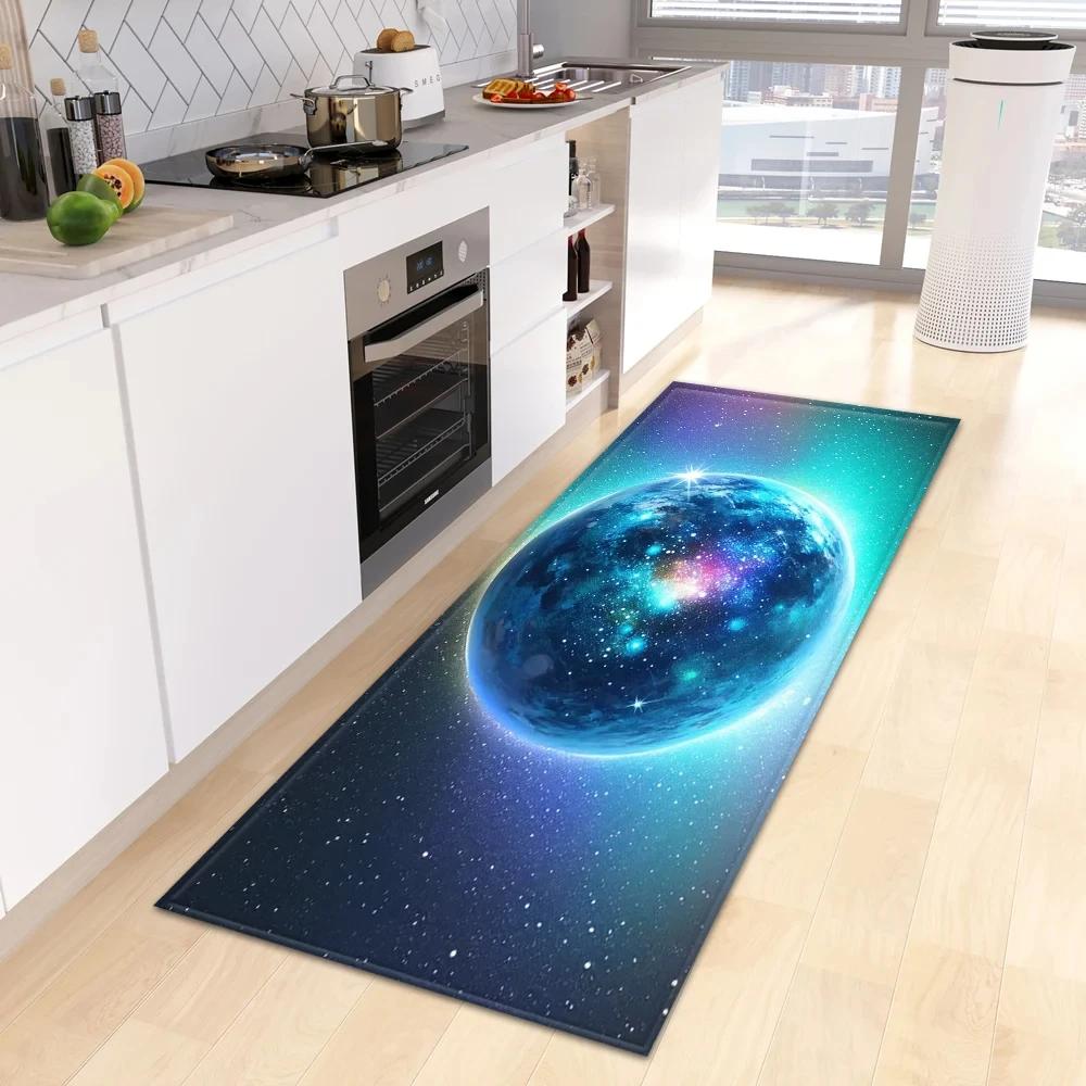 Starry Sky 3D Kitchen Rug Home Living Room Bedroom Balcony Floor Decor Carpet House Hallway Entrance Door Bath Non-Slip Foot Mat