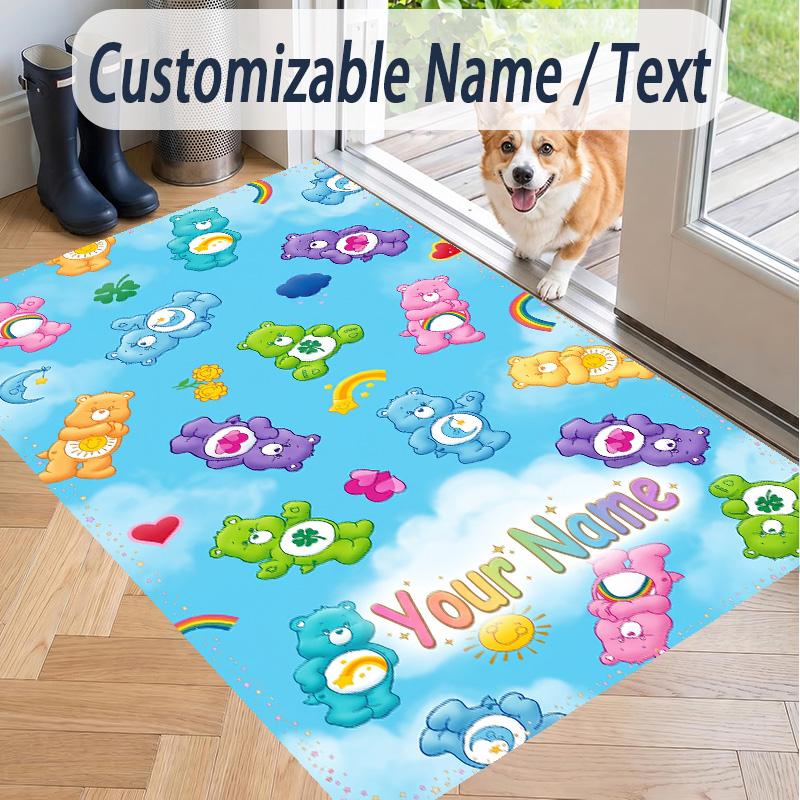 Custom Text Care Bears Pattern Floor Rug Soft Indoor Carpet Mat Living Room Bedroom