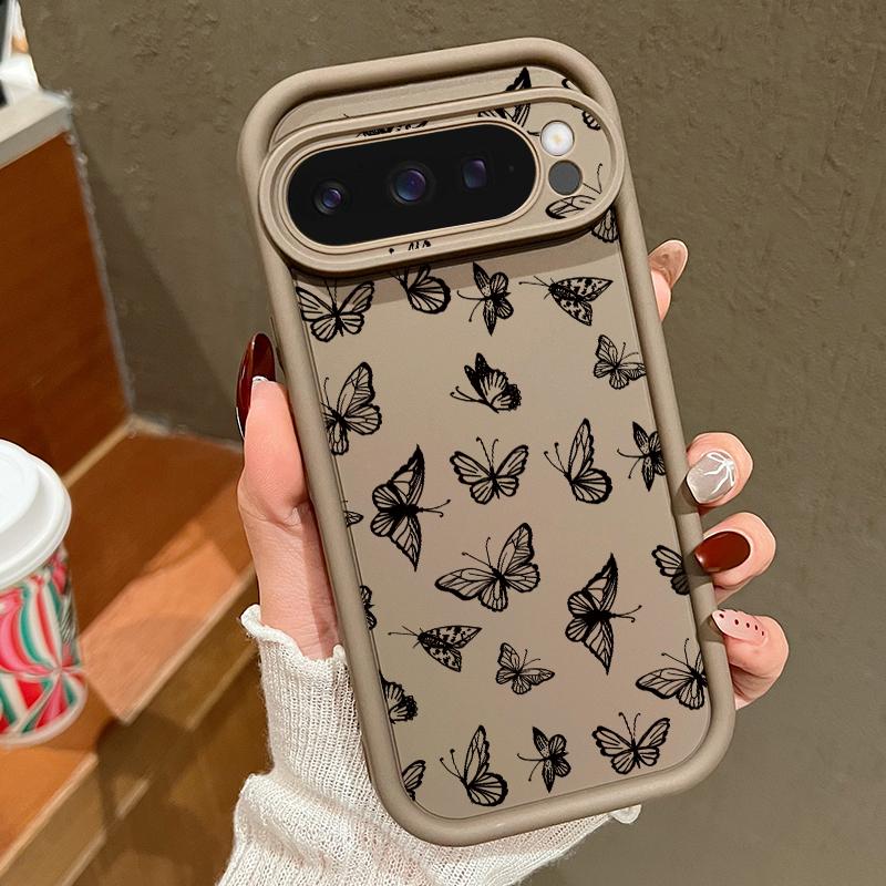 Flame Butterfly Print TPU Shockproof Case For Google Pixel 9 Pro XL 8 Pro 8A Soft Lens Protection Matte Phone Cover