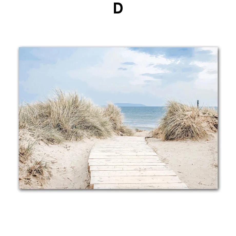 Beach Waves Coconut Trees Seagulls Wall Art  Summer Seascape Canvas PaintingPoster And Prints Picture For Living Room Home Decor