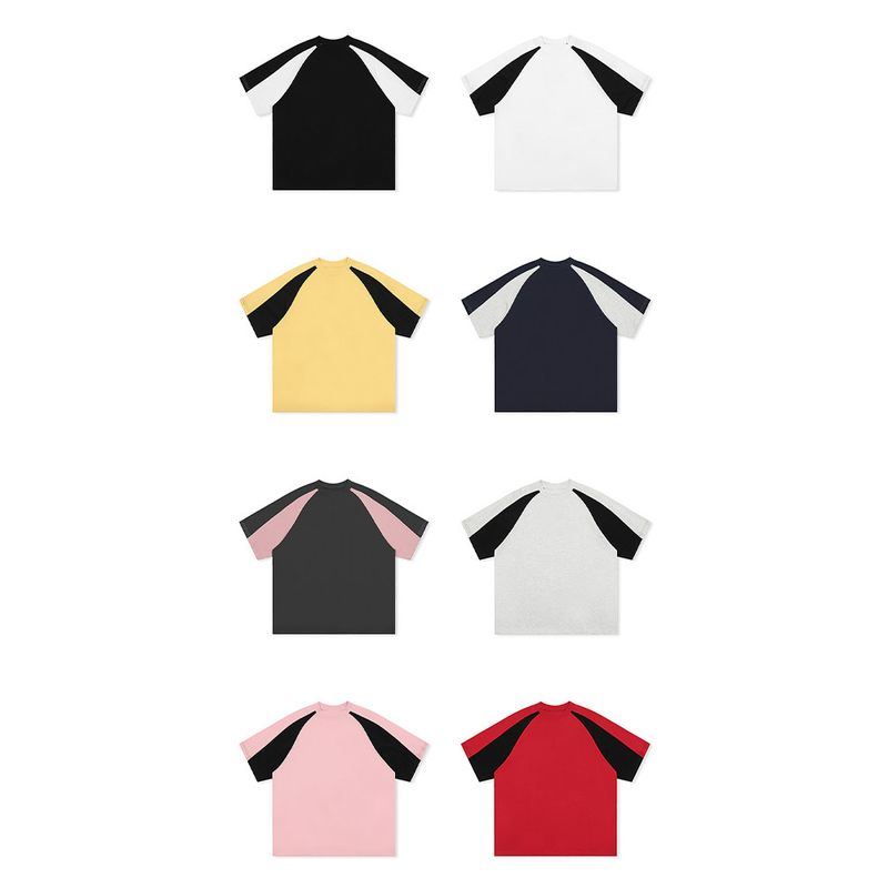 Wassup American Retro Raglan Sleeve Color-Blocked T-Shirt Short Sleeve Men's Summer New Trendy Brand Versatile Top
