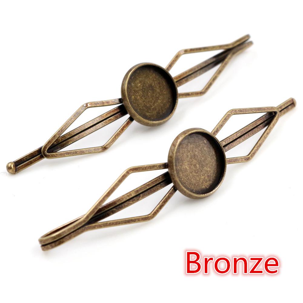 Fashion 12mm 10pcs 5 Styles High Quality 6 Colors Copper Material Hairpin Hair Clips Hairpin Base Setting Cabochon Cameo Base