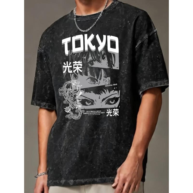 

Стирка Мужская Винтажная Футболка с Графикой Streetwear Tee Всесезонная Повседневная Рубашка для Повседневной Формальной Одежды Уличный Стиль Потертый Вид Удобная S чёрный