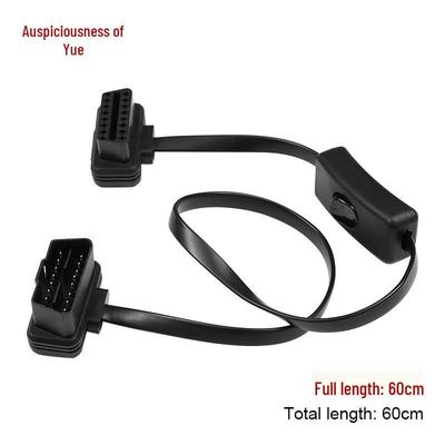 Ultradunne OBD2 Verlengsnoer met Schakelaar & Haakse Connector