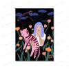 Colorful Abstract Tiger Flower Wall Art Canvas Painting Nordic Girl Eyes Botanical Posters and Prints Pictures Living Room Decor