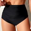 New Solid Color Sexy Swimsuit High Waist Wrinkled Briefs Swimming Trunks