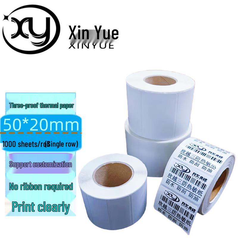 Thermal 3-Proof Self-Adhesive Labels, 50x20mm, 10 Rolls