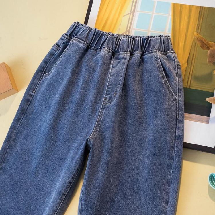 Summer Women High Waisted Elastic Blue Jeans Plus Size Loose Harem Pants Basic Long Trousers