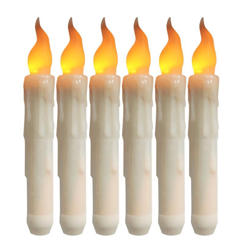 

6pcs of LED Flameless Cone-shaped Candles, Battery Powered Drop Bar Like Candles, Suitable for Weddings, Birthday Parties, Christmas Decorations 6pcs