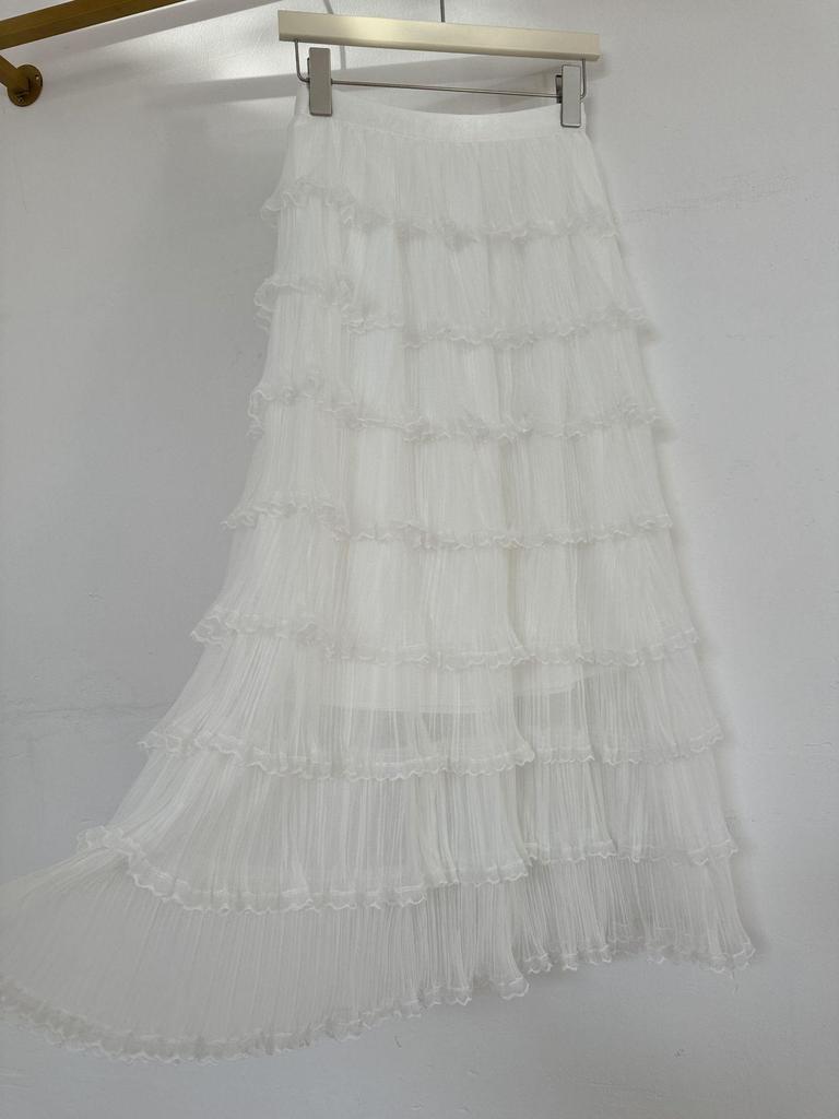 European & American Patchwork Lace Midi A-line Skirt - Sweet, Gentle Style for Women
