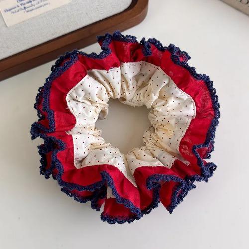 

Polka Dot Scrunchies Elastic Hair Bands for Women Korean Fashion Retro Red Hair Rope Ties Ponytail Holder Rubber Bands Headdress