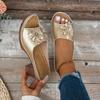 Fashion Vintage Flower Decoration Slip On Sandals Bohemia Breathable Strap High Heels Slippers Women Summer Elegant Soft Sole Slides