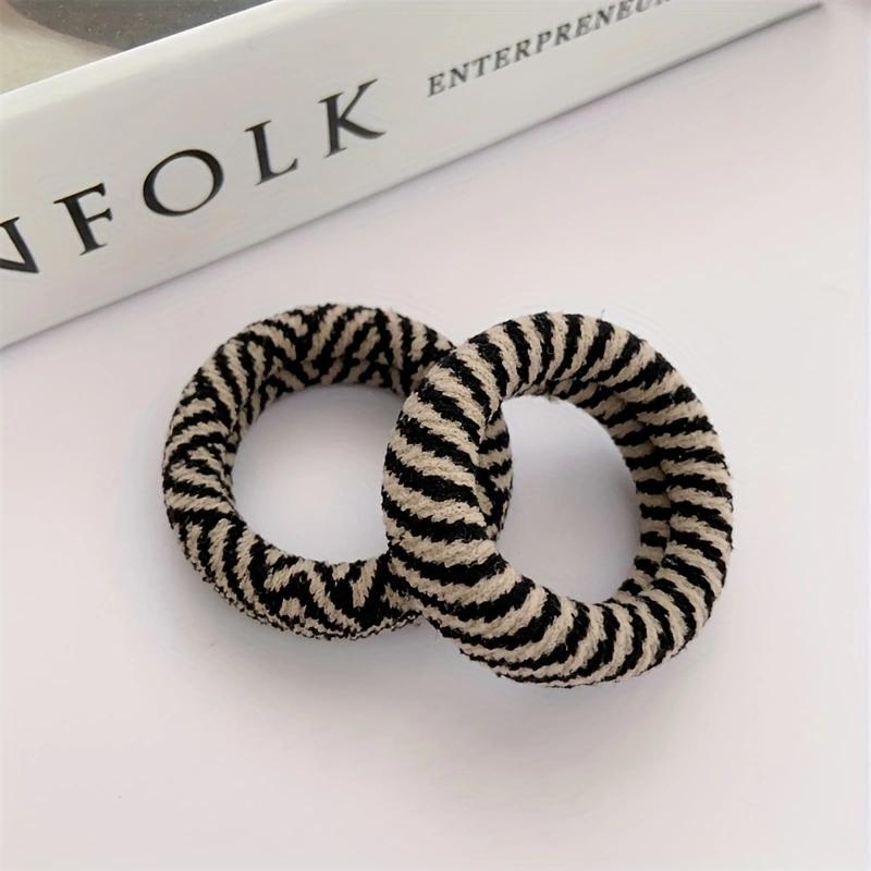 2pcs Set Thick Seamless Scrunchies Stripe Checkered Plaid Print Hair Tie Elastic Hair Band Rubber Band Women Hair Accessories