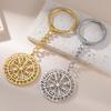 Dawapara Vegvisir Pendant Necklace Nordic Runes Compass Necklace Protection Amulet Stainless Steel Jewelry