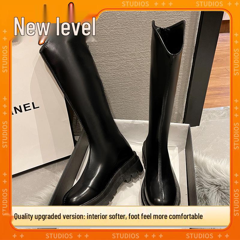 

Новые женские ботинки мартин 2024 года выше колена на высокой подошве с бархатом, для миниатюрных и худых 35