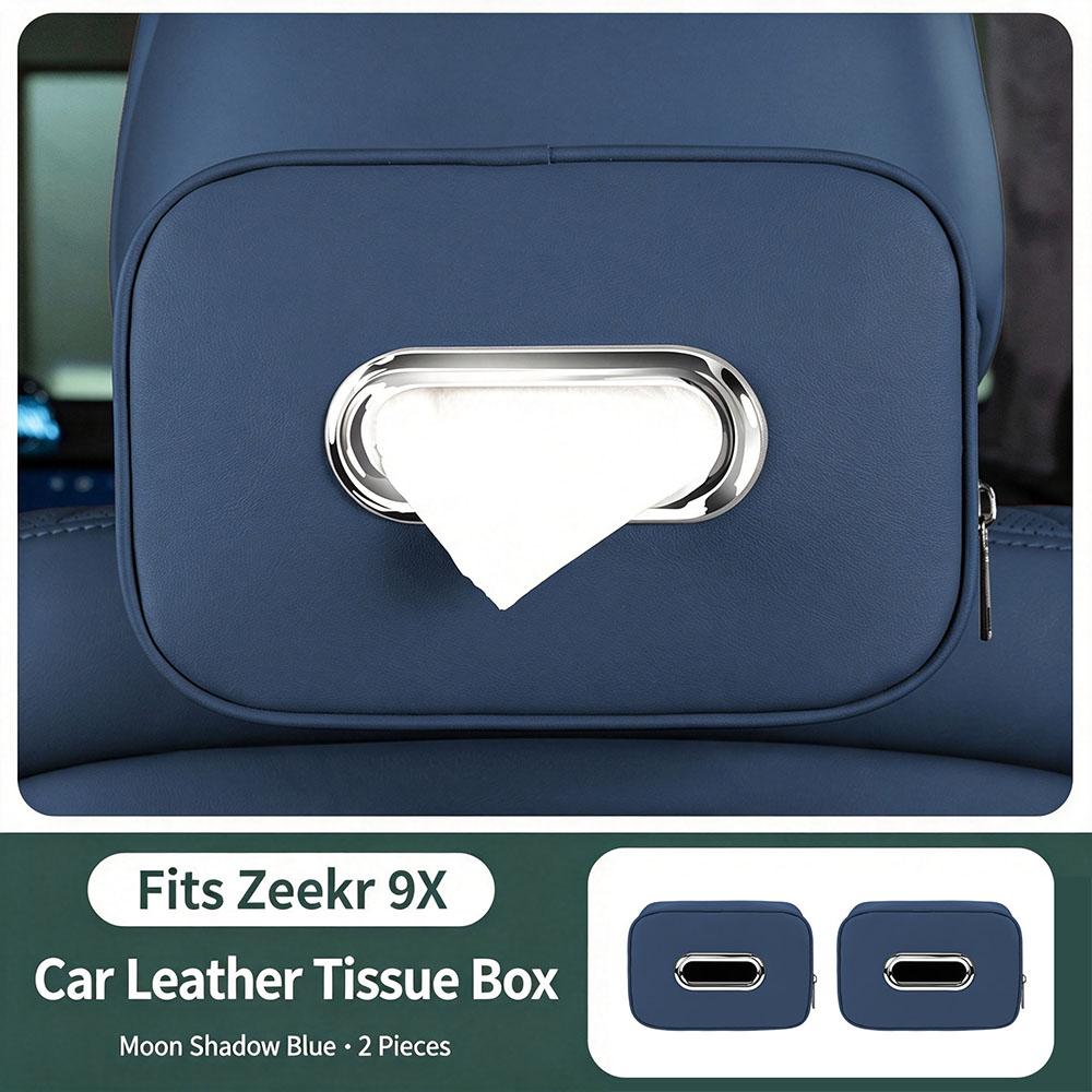 For Zeekr 9X Car Tissue Box Seat Back Drawn Paper Bag Hanging Storage Tissue Bag Interior Modification Leather Accessories