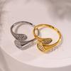 Irregular Ring, Zircon Ring, Open Cuff Ring, 18K Gold Plated, Stainless Steel Ring, Luxury Index Finger Ring