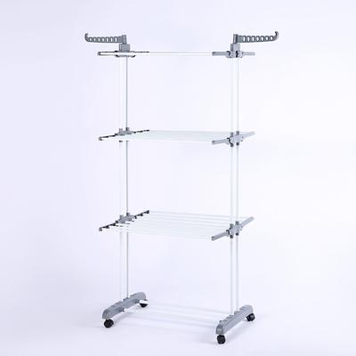Clothes Drying Rack 3 Tier Movable Foldable Clothing Drying Stand Strong Load Bearing Clothes Tower