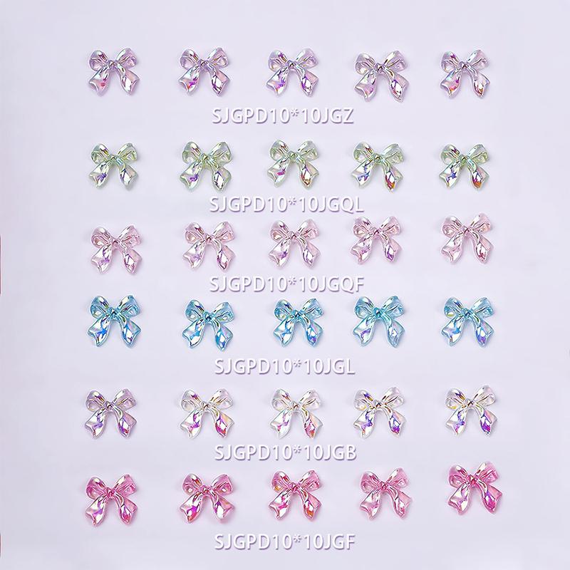 50 Stück Auroras Schleife 3D Nail Art Dekoration Harz Nagelanhänger Jelly Farbe Glitzer Nagelband Schleifen Schmetterling DIY Maniküre Salon