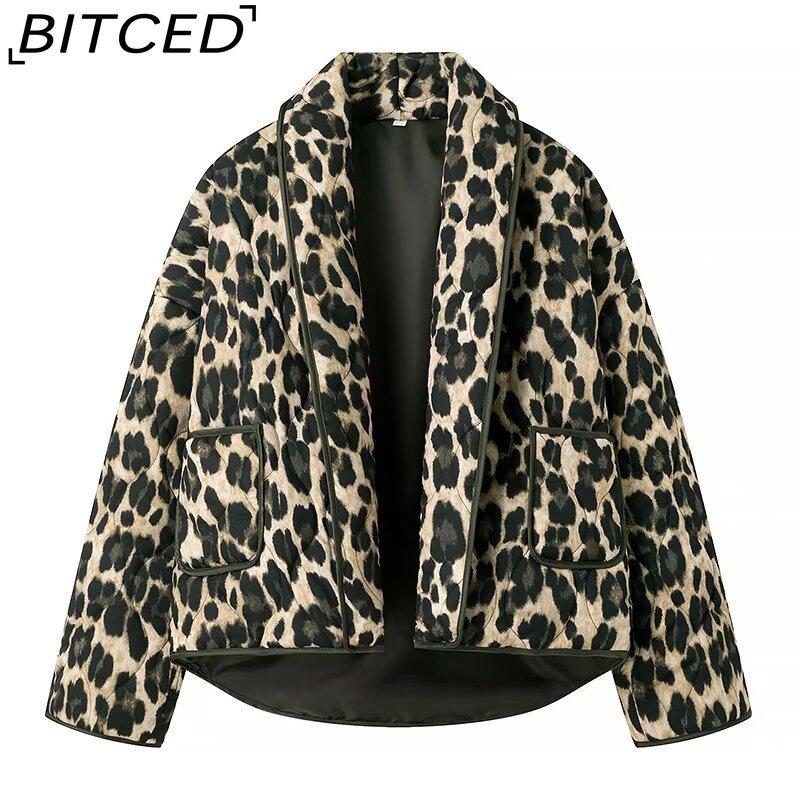 

BITCED Women s Winter Vintage Leopard Print Cotton-Padded Jacket Ladies Floral-Print Quilted Coat L зелений