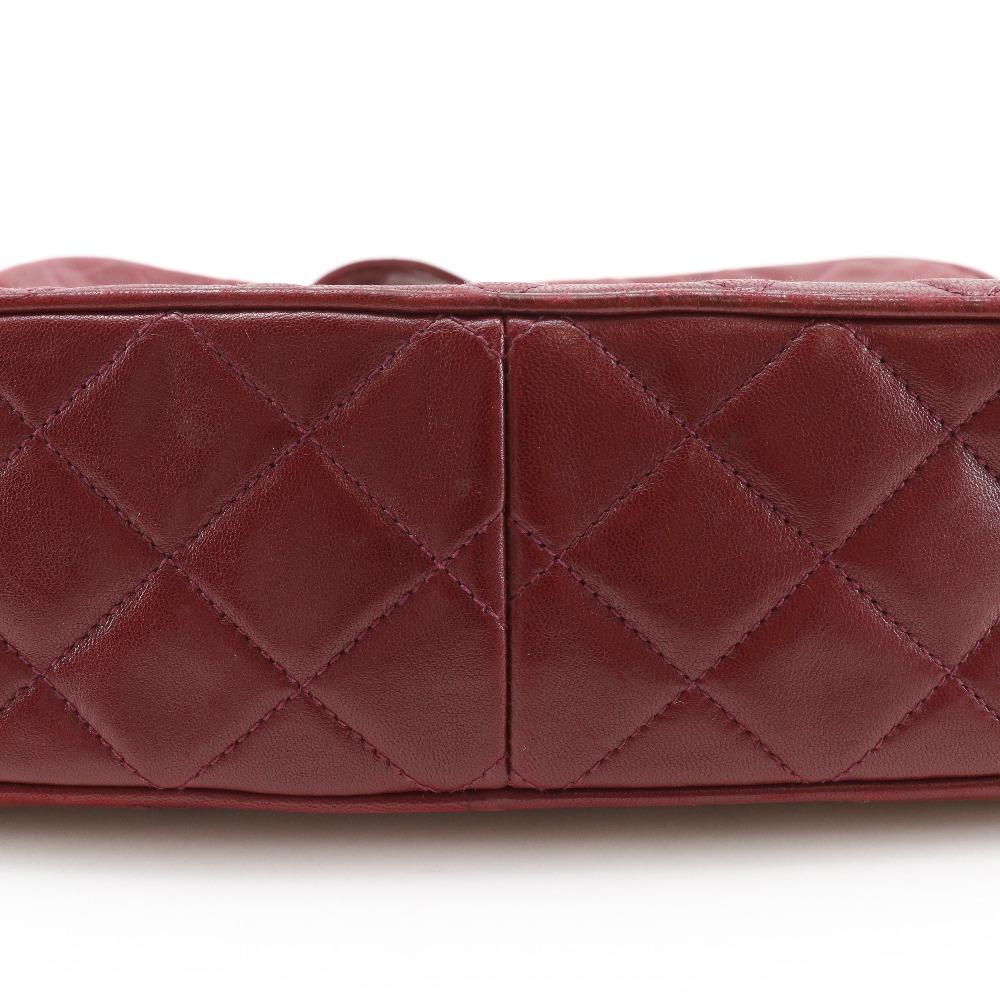 CHANEL Matelasse Shoulder Bag COCO Mark Fringe vintage Red lambskin Women Used