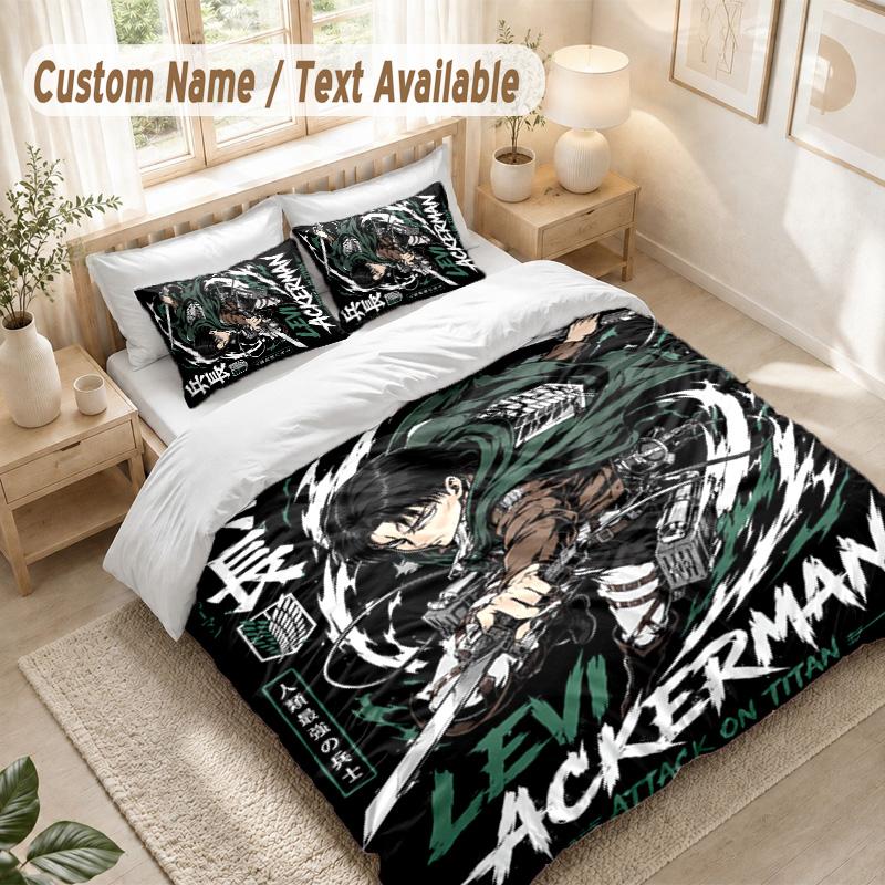 Attack On Titan Bedding Set, 1 Duvet Cover & 2 Pillowcases Soft Comfortable Bedroom Home Textile Decor