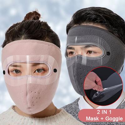 Açık Hava Kış Sıcak Tam Maske Bisiklet Rüzgar Geçirmez Çıkarılabilir Gözlük Maske Şapka