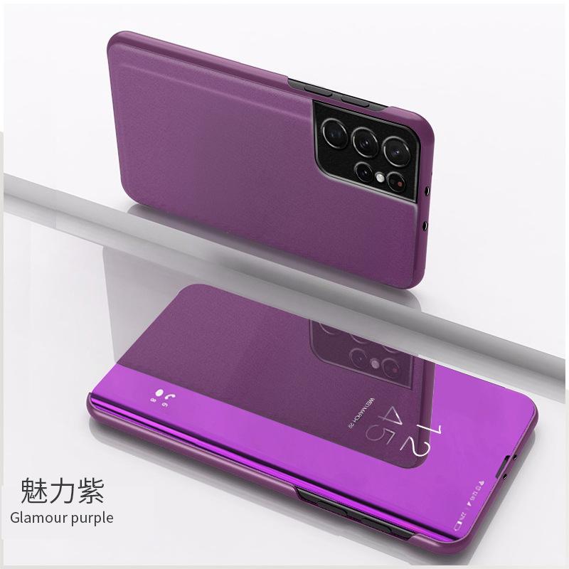 Étui à rabat miroir en cuir pour Samsung Galaxy S25 S25Ultra S25 Edge S24 S23 S22 S21 S20 Note20 10 9 8 Support Housse de téléphone Funda