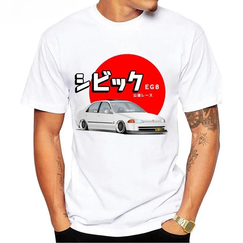 Civic Type R EG6 Legenda auta Tričko Nové Letní Pánské Krátký rukáv Vintage Hip Hop Chlapecké Ležérní Trička Harajuku JDM Bílá Trička