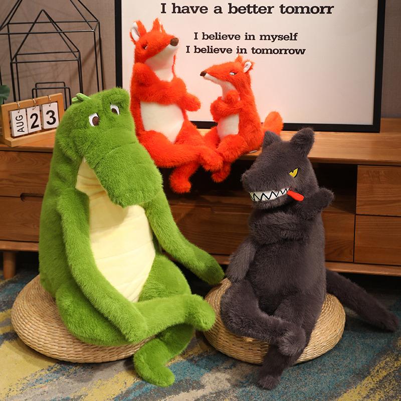 Confidence Series Plush Fox Wolf Crocodile Cartoon Cute Doll Super Soft Animal Toys Bed Room Decor Christmas Presents for Boys