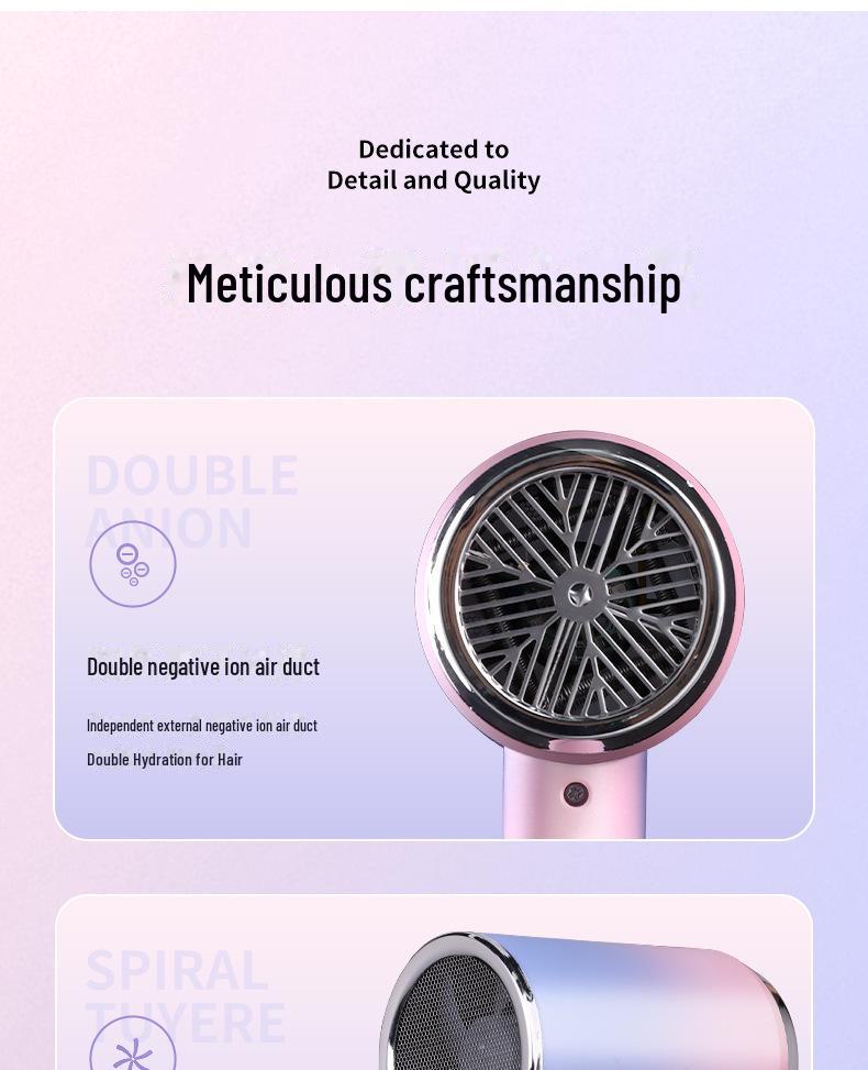 High Power Blue Light Ionic Hair Dryer: Portable, Efficient, Noise-Reducing, Quick-Drying
