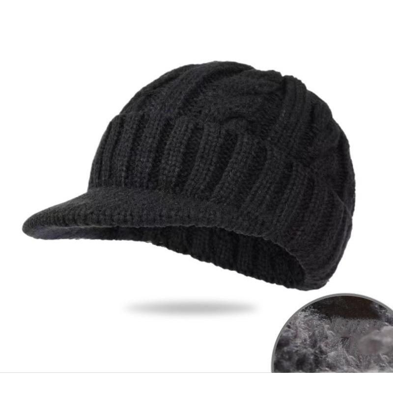 Middle And The Elderly Ear Protector Cold Hat Winter Fleece Thickened Men'S Warm With Brim Knitted Wool Hat Foreign Trade