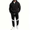 Men's Casual Tracksuit Set with Multi-Pocket Full Zip Hoodie and Black Sweatpants