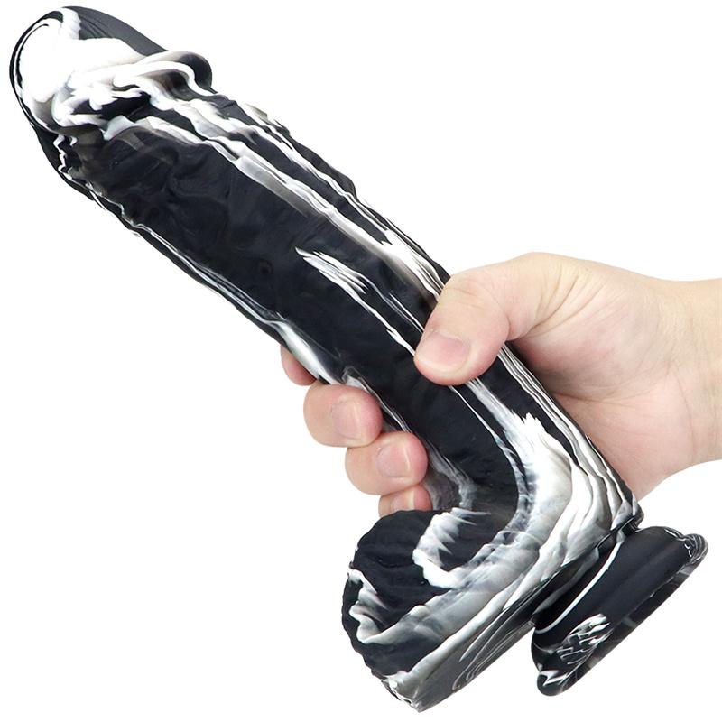 Female Masturbator Simulation Phallus Female Sex Supplies Black and White Silicone Super Soft Dildo Extra Thick Sex Toys